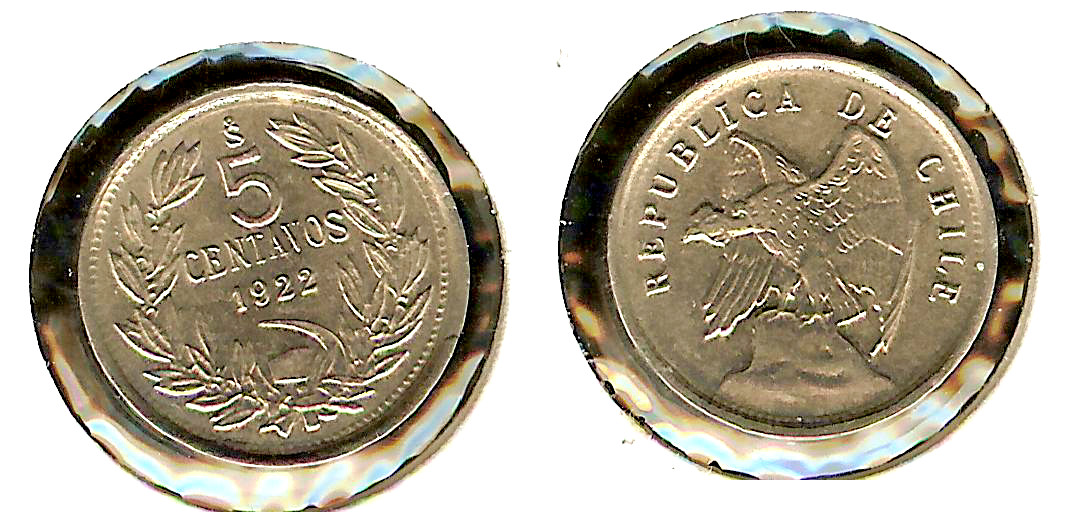 CHILI 5 Centavos condor 1922 Santiago SPL+